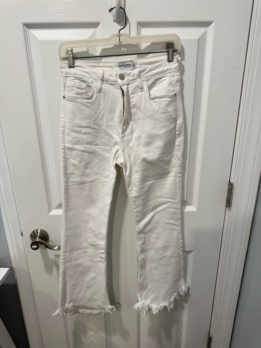 High Rise Straight Leg Frayed Jeans